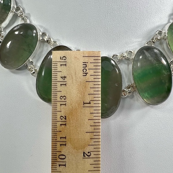 Fluorite Large 925 Gemstone Necklace & Bracelet Sst - Picture 6 of 10